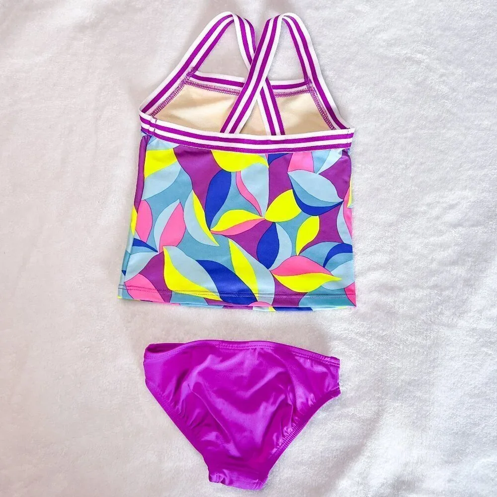 Lands' End Two Piece Tankini Swimsuit | Toddler Girls | 2T | Colorful | Purple - Picture 2 of 11